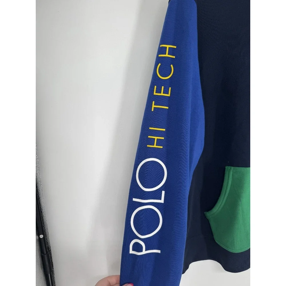 Polo Ralph Lauren Hi Tech Hoodie Mens XL Colorblock Graphic Colorful Rainbow